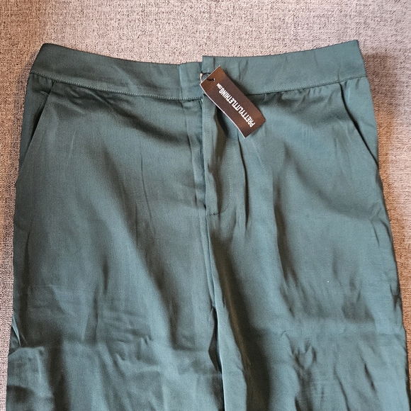 Forest Green Satin High Waist Wide Leg Pants - Picture 9 of 11